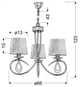 Závesná lampa chrómová / biele tkané tienidlo 3x40W Arnika