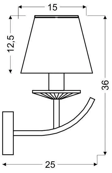 Chrómová nástenná lampa / biele organzové tienidlo 40W E14 Valencia