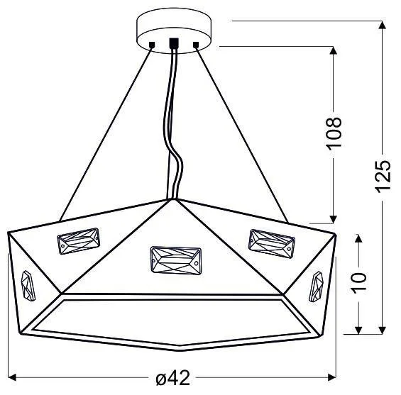 Biela päťuholníková závesná lampa, nastaviteľná, 3xG9 Nemesis