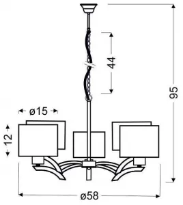 Závesná lampa chróm + krémové tienidlo 5x60W luster Draga