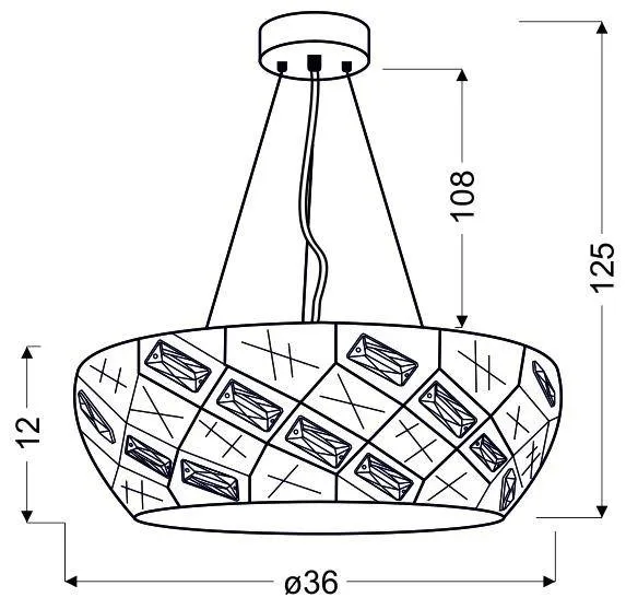 LED závesná lampa biela okrúhla s kryštálmi 24W Glance
