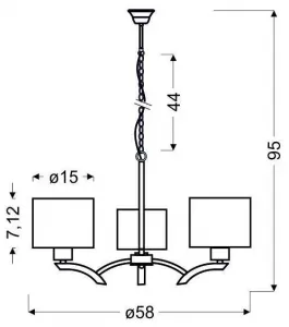 Závesná lampa chróm + krémové tienidlo 3x60W luster Draga