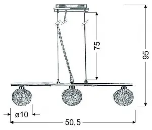 Závesná lampa chrómová sklenená guľa v opletení 3x40W Wind