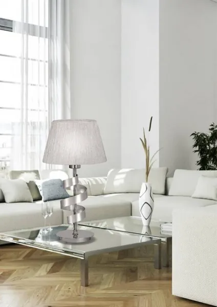 Stolová lampa chróm/strieborná stuha Denis