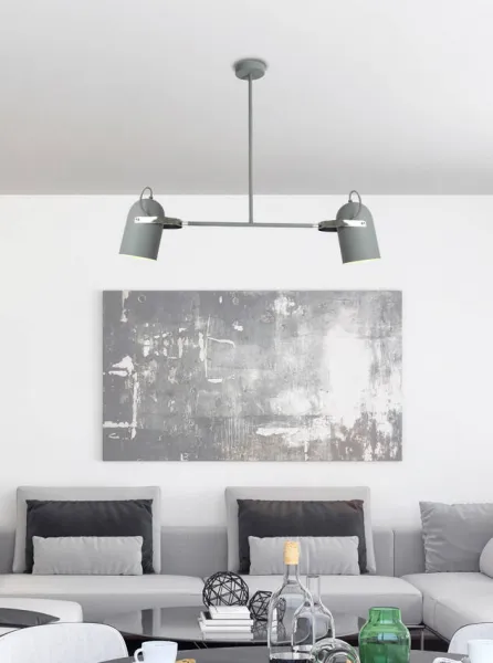 Sivá závesná stropná lampa 2X40W E27 SIVA