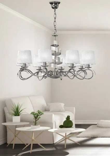 Závesná lampa chróm 8xE14 luster Denis