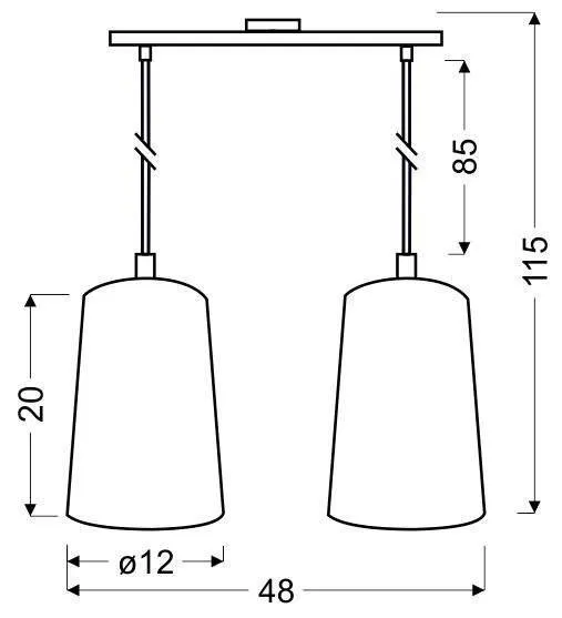 Závesná lampa 2xE27 48cm biela VISTA
