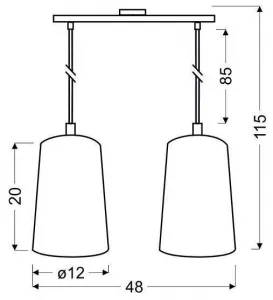 Závesná lampa 2xE27 48cm biela VISTA
