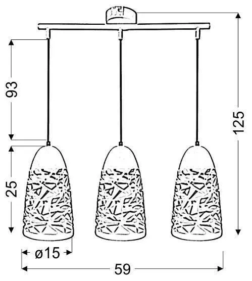 Závesná lampa biela 3xE27 59cm SABRIN