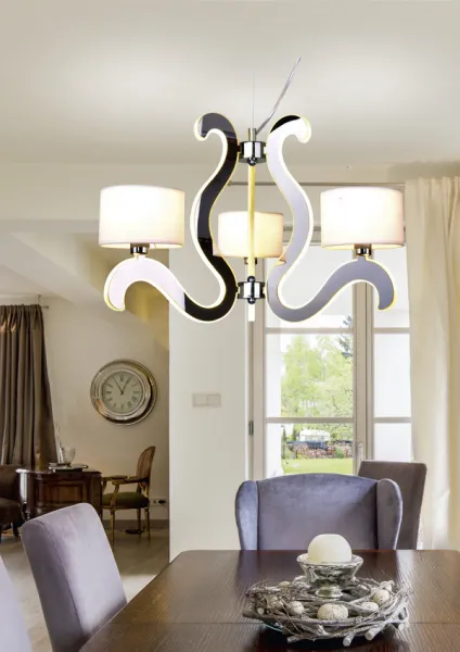 Závesná lampa chróm 3xE14 + LED Ambrosia