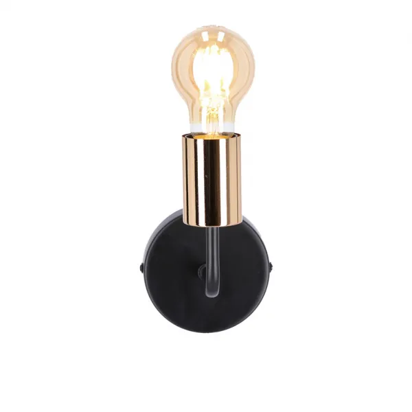 Čierna kovová nástenná lampa bez tienidla Spill