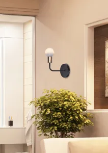 Čierna kovová nástenná lampa bez tienidla Spill