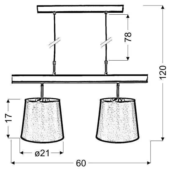 Saténová dvojitá závesná lampa, čierne tienidlo, 2x60W Milonga