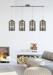 Závesná lampa s chrómovým tienidlom zo skla 3D 4x40W Nocturno