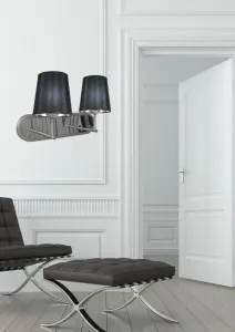 Dvojitá saténová nástenná lampa + čierne tienidlo 2x60W Milonga