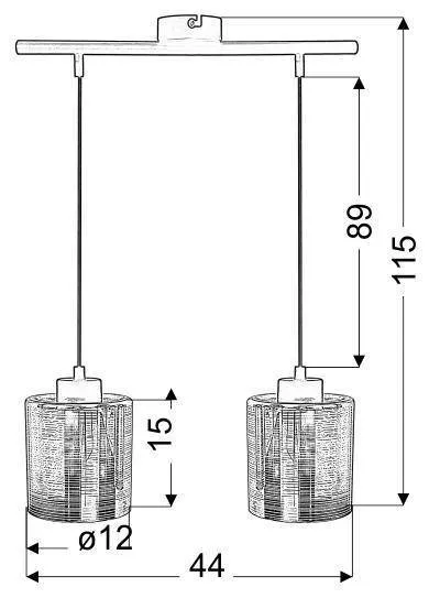 Závesná lampa chrómová, sklenené tienidlo 3D, 2x40W, Nocturno