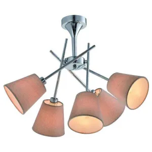 Chrómová stropná lampa s látkovým tienidlom 5x40W Vox