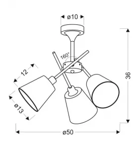 Chrómová stropná lampa s látkovým tienidlom 3x40W Vox