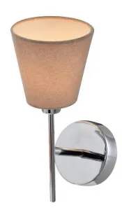 Chrómová nástenná lampa s kužeľovým tienidlom z látky E14 Vox