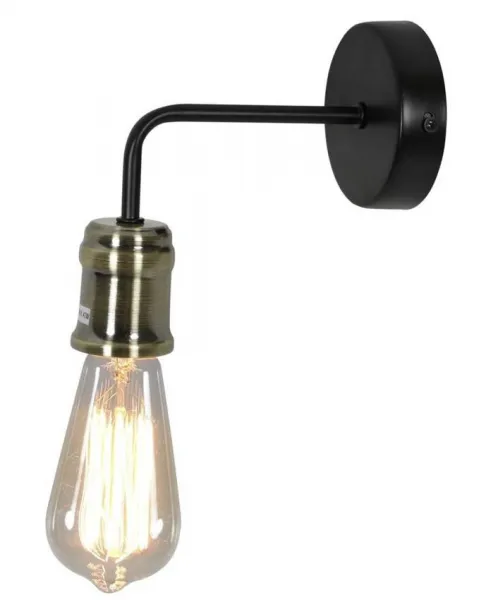Čierna/patinová nástenná lampa + žiarovka Goldie