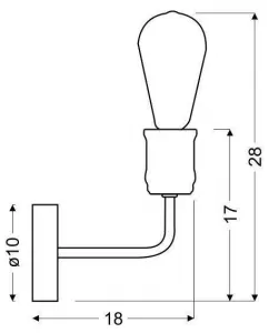 Čierna/patinová nástenná lampa + žiarovka Goldie