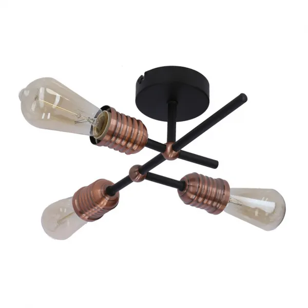 Stropná lampa Kirimu 3xE27 Čierna