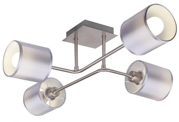 Stropná lampa saténovo-niklové tkané tienidlo 4x40W Sax