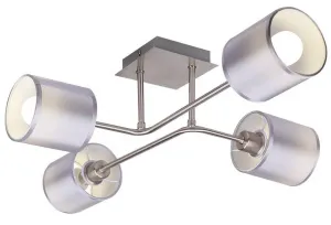 Stropná lampa saténovo-niklové tkané tienidlo 4x40W Sax