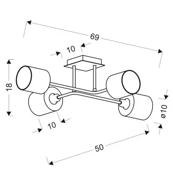 Stropná lampa saténovo-niklové tkané tienidlo 4x40W Sax