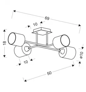 Stropná lampa saténovo-niklové tkané tienidlo 4x40W Sax