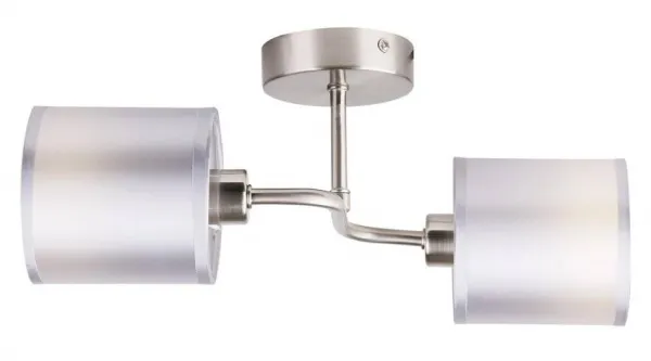 Dvojitá nástenná lampa, saténovo-niklové tkané tienidlo, 2x40W, Saxofón