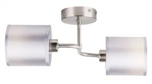 Dvojitá nástenná lampa, saténovo-niklové tkané tienidlo, 2x40W, Saxofón