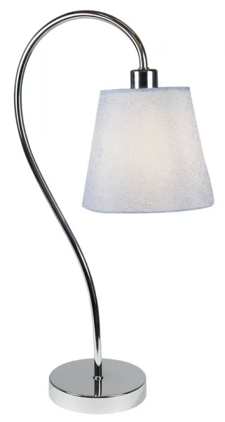 Chrómová kancelárska stolová lampa s látkovým tienidlom Luk