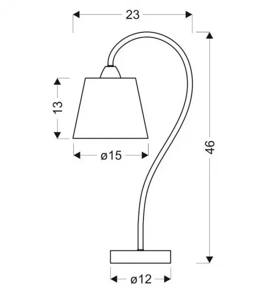 Chrómová kancelárska stolová lampa s látkovým tienidlom Luk