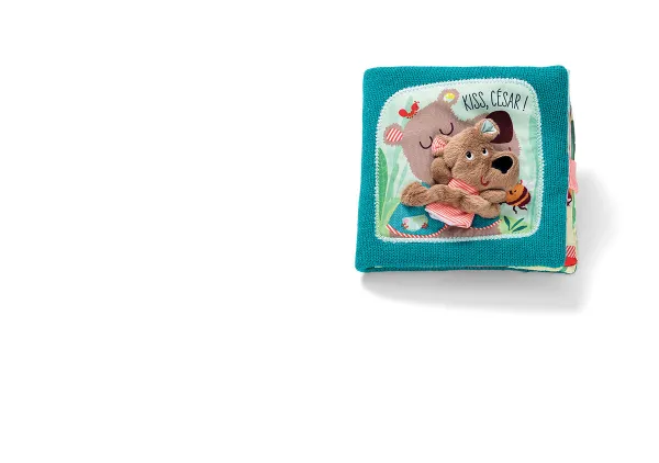 Lilliputiens - textilná knižka s prstovou bábkou - medvedík César