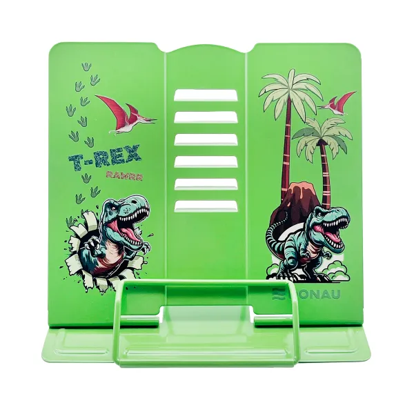 Stojan na knihy DONAU kovový, motív T-REX