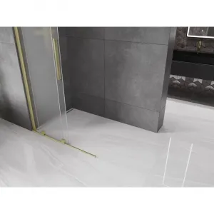 MEXEN/S - Velar Sprchová zástena posuvná Walk-in 100 x 200, dekor 8 mm, zlato kefovaná 871-100-000-33-55