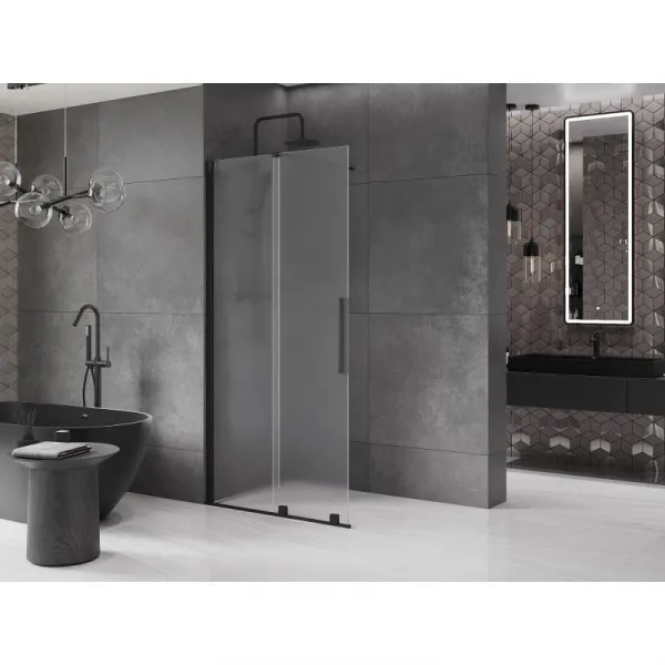 MEXEN/S - Velar Sprchová zástena posuvná Walk-in 85 x 200, dekor 8 mm, čierna 871-085-000-33-70