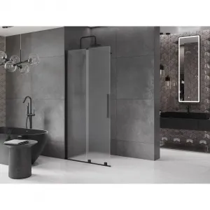 MEXEN/S - Velar Sprchová zástena posuvná Walk-in 85 x 200, dekor 8 mm, čierna 871-085-000-33-70