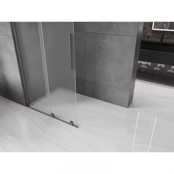 MEXEN/S - Velar Sprchová zástena posuvná Walk-in 100 x 200, dekor 8 mm, grafit kartáčovaná 871-100-000-33-66