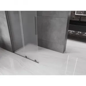 MEXEN/S - Velar Sprchová zástena posuvná Walk-in 100 x 200, dekor 8 mm, grafit kartáčovaná 871-100-000-33-66