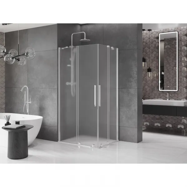 MEXEN/S - Velar Duo sprchovací kút, posuvné dvere 100 x 90, dekor, chróm 871-100-090-32-01