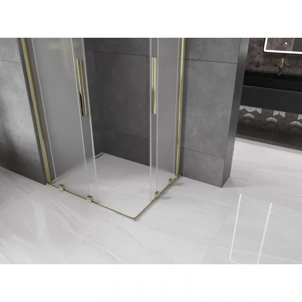 MEXEN/S - Velar Duo sprchovací kút, posuvné dvere 100 x 90, dekor, zlato 871-100-090-32-50