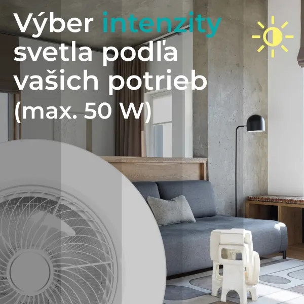 Noaton 12058W Triton, biela, stropný ventilátor so svetlom
