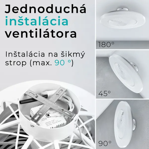 Noaton 12058W Triton, biela, stropný ventilátor so svetlom