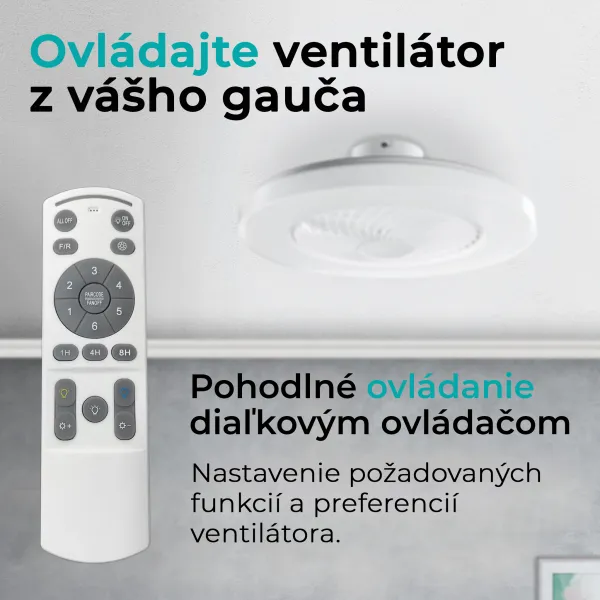 Noaton 12058W Triton, biela, stropný ventilátor so svetlom