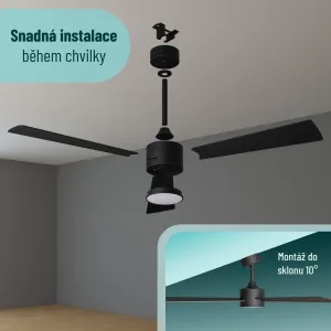 Noaton 13132BBD Lepus, biela a svetlo hnedá, stropný ventilátor so svetlomm