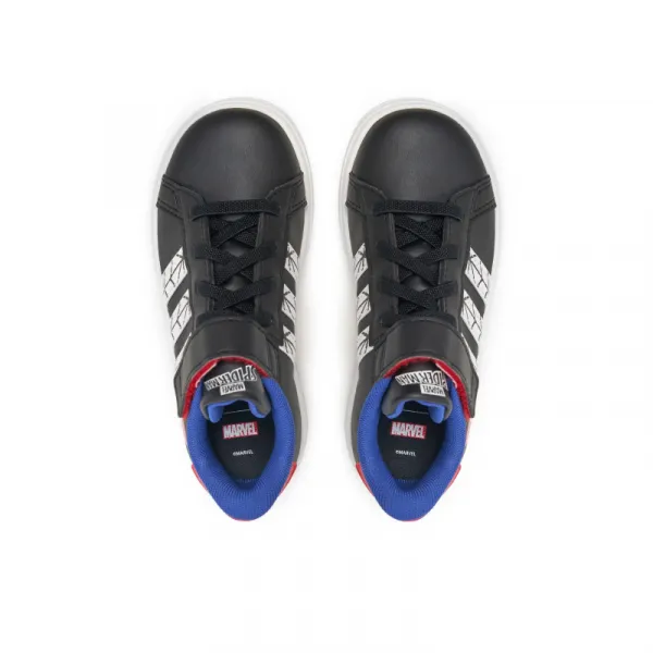 Chlapčenská rekreačná obuv ADIDAS Grand Court Marvel Spider-Man K core black cloud white semi lucid blue
