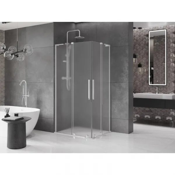 MEXEN/S - Velar L Duo sprchovací kút, posuvné dvere 90 x 80, dekor, chróm 871-090-080-02-33-01