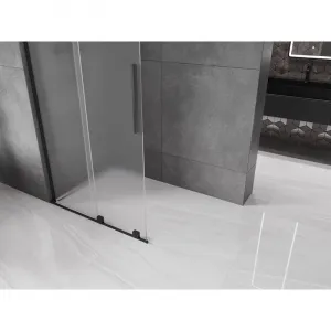 MEXEN/S - Velar L Sprchová zástena posuvná Walk-in 100 x 200, dekor 8 mm, čierna 871-100-003-33-70